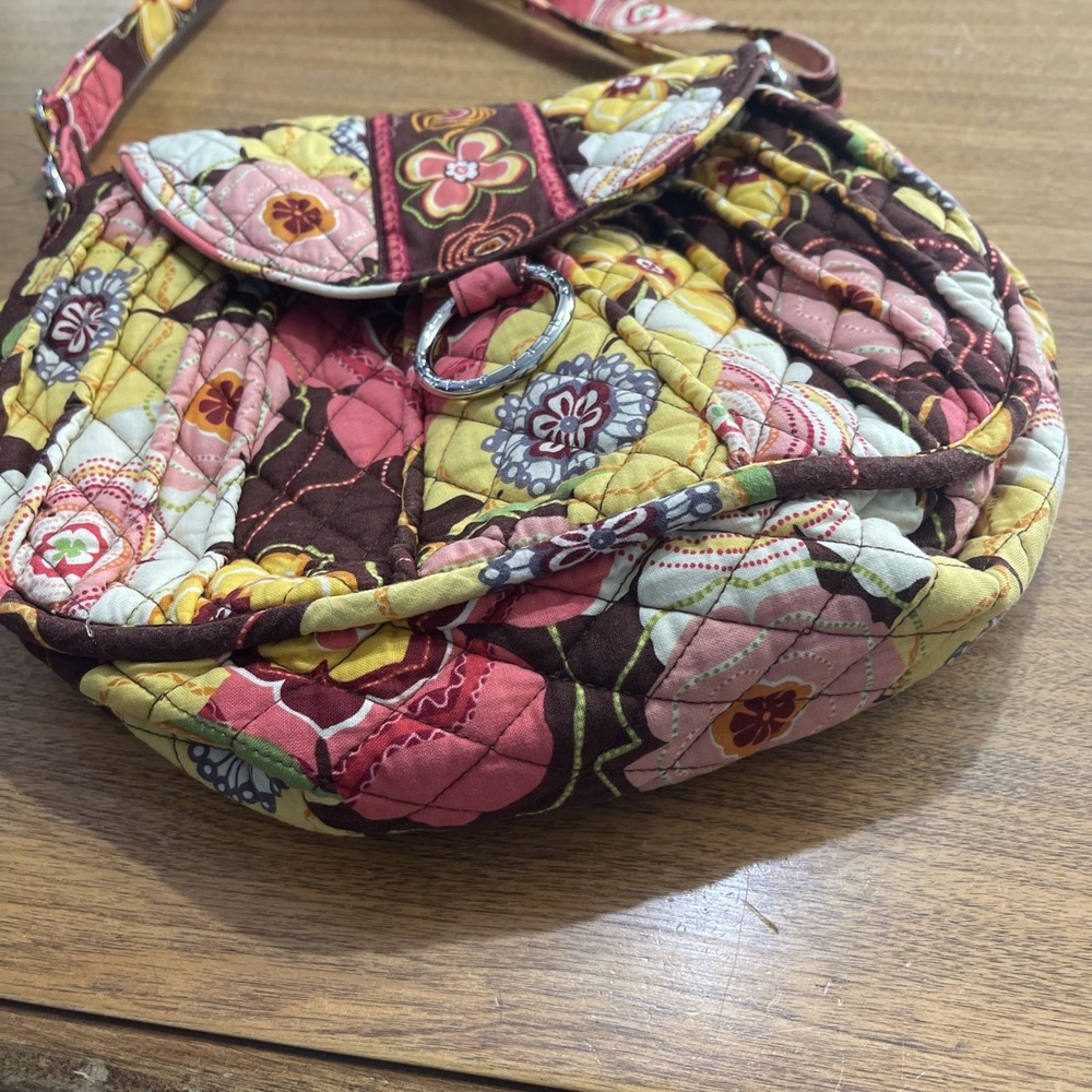Vera Bradley Buttercup Saddle Up Bag-Crossbody-Shoulder Bag-Silver Ring - Picture 8 of 10